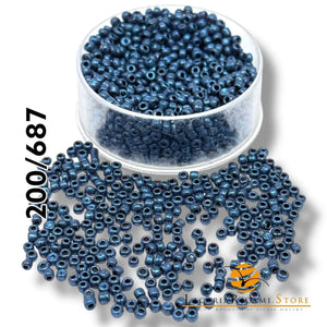 PERLINE Di Vetro (Corallini) 12/0 - 2mm - 500Grammi - Colore: 200 687 - BLU JEANS - by LacariaRicami.Store