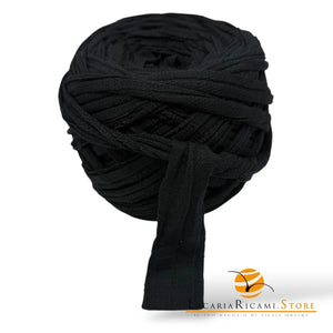 FETTUCCIA in Pizze di Lycra - Colore: NERO RIGHE licra RAGGOMITOLATO 🧶 (240 Grammi) - by LacariaRicami.Store