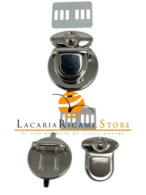 CHIUSURA A Pulsante a D 30x30 mm - Colore: ARGENTO - by LacariaRicami.Store