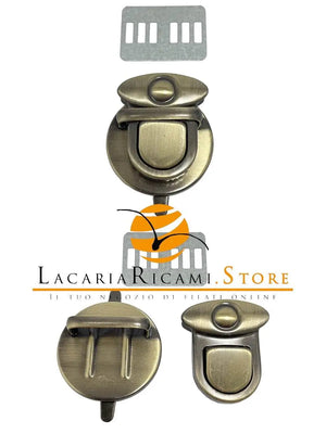 CHIUSURA A Pulsante a D 30x30 mm - Colore: BRONZO - by LacariaRicami.Store