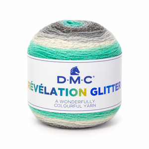 Lana Révélation GLITTER - DMC - Colore: 505 - VERDE ACQUA BIANCO GRIGIO - by LacariaRicami.Store
