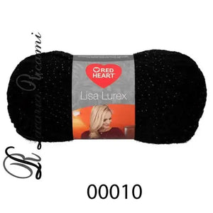 Lana LISA LUREX - RED HEART - Colore: 00010-NERO - by LacariaRicami.Store
