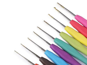 SET 9 Uncinetti Cotone Ergonomici Gomma - - LacariaRicami.Store