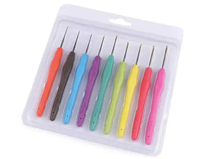 SET 9 Uncinetti Cotone Ergonomici Gomma - - LacariaRicami.Store