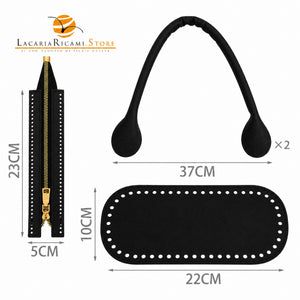 KIT Per Borse - 4 Pezzi - Colore: 22x10Cm - NERO - by LacariaRicami.Store