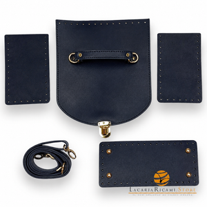 SET BORSA Con Patta, Tracolla, Fondo e Laterali - MAS Srl - Colore: K001 - BLU - by LacariaRicami.Store