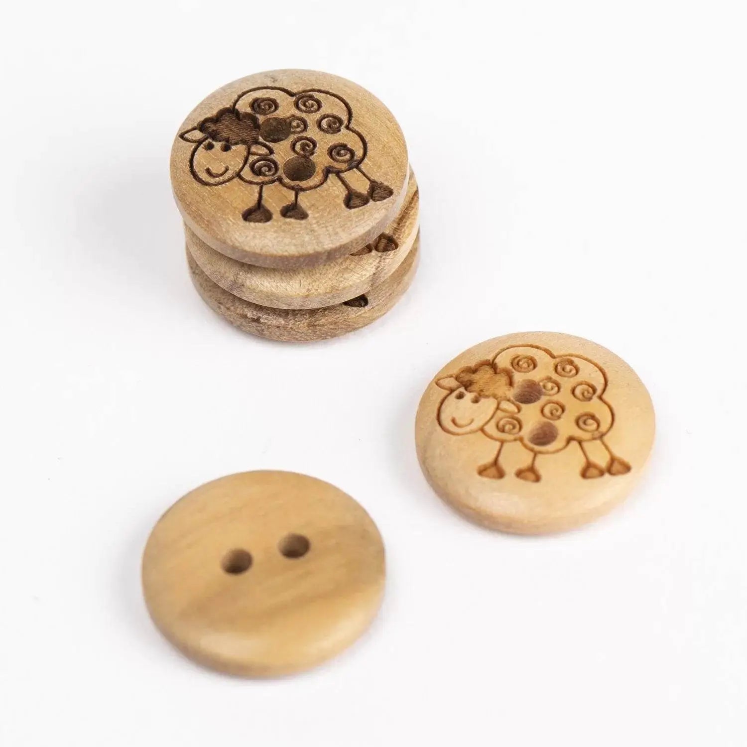 Bottone LEGNO DI ULIVO - PECORA - 15mm - - LacariaRicami.Store