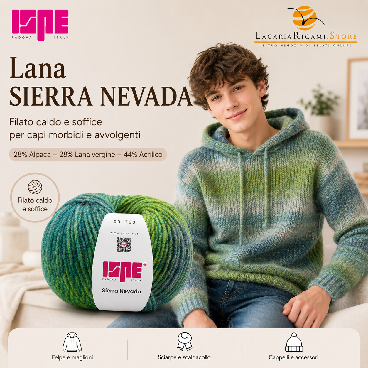 Lana SIERRA NEVADA - ISPE - Colore: - by LacariaRicami.Store