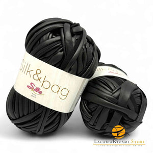Fettuccia SILK&BAG PELLE (Eco Pelle) - Silke - Colore: 47 - NERO - by LacariaRicami.Store