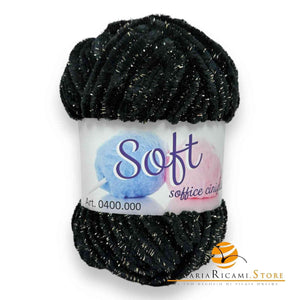 Ciniglia SOFT LUREX da 100 grammi - Cucirini Tre Stelle - Colore: 001G - NERO ORO - by LacariaRicami.Store