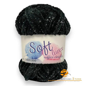 Ciniglia SOFT LUREX da 100 grammi - Cucirini Tre Stelle 001S - NERO ARGENTO - LacariaRicami.Store