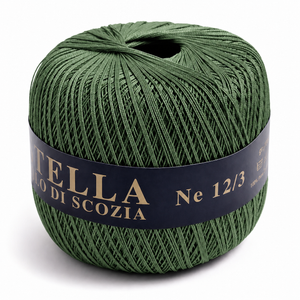 Cotone Filo di Scozia STELLA 12/3 (Tit.: 8)- GPTEX - Colore: 635 - VERDE MILITARE - by LacariaRicami.Store