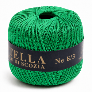 Cotone Filo di Scozia STELLA 8/3 (Tit.: 5) - GPTEX - Colore: 623 - VERDE BANDIERA - by LacariaRicami.Store