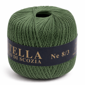 Cotone Filo di Scozia STELLA 8/3 (Tit.: 5) - GPTEX - Colore: 635 - VERDE MILITARE - by LacariaRicami.Store