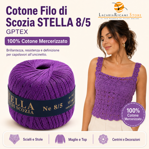 Cotone Filo di Scozia STELLA 8/5 (Tit.: 3) - GPTEX - Colore: - by LacariaRicami.Store