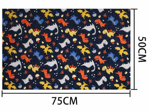 TELO In Tessuto Per BORSE - Colore: 50x75 - COTONE - DINOSAURI BLU - by LacariaRicami.Store