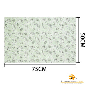 TELO In Tessuto Per BORSE - Colore: 50x75 - COTONE - FANTASIA VERDINO - by LacariaRicami.Store