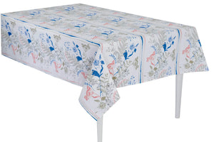 TOVAGLIA COTONE MEDITERRANEA X4 persone - Preziosa Home - Colore: 02 - FIORI BLU - by LacariaRicami.Store