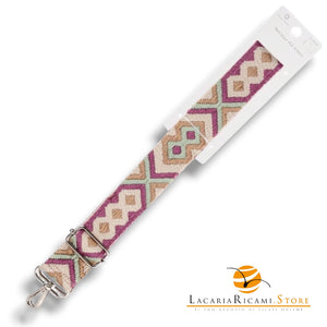 TRACOLLA Colorata Per BORSA LARGA = 38 mm - Colore: 801108 - DALIA-BEIGE-VERDE ARGENTO - by LacariaRicami.Store
