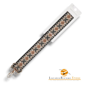 TRACOLLA Colorata Per BORSA LARGA = 38 mm - Colore: 801111 - MARRONCINO-BEIGE-NERO ORO - by LacariaRicami.Store