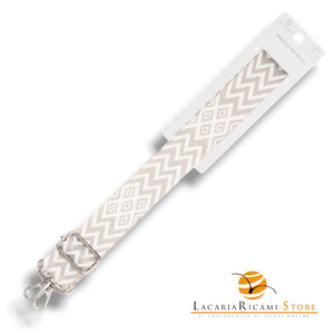 TRACOLLA Colorata Per BORSA LARGA = 38 mm - Colore: 801115 - BEIGE-BIANCO ARGENTO - by LacariaRicami.Store