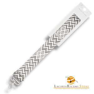TRACOLLA Colorata Per BORSA LARGA = 38 mm - Colore: 801115 - GRIGIO-BIANCO ARGENTO - by LacariaRicami.Store