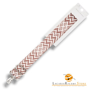 TRACOLLA Colorata Per BORSA LARGA = 38 mm - Colore: 801115 - MARRONCINO-BIANCO ARGENTO - by LacariaRicami.Store