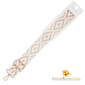 TRACOLLA Colorata Per BORSA LARGA = 38 mm - Colore: 801118 - BIANCO-BEIGE ORO - by LacariaRicami.Store