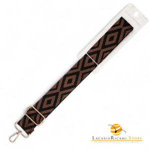 TRACOLLA Colorata Per BORSA LARGA = 38 mm - Colore: 801118 - NERO-MARRONE ORO - by LacariaRicami.Store