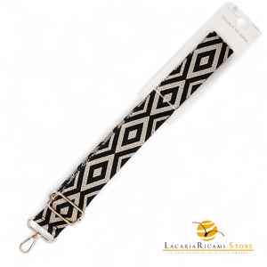 TRACOLLA Colorata Per BORSA LARGA = 38 mm - Colore: 801118 - BEIGE-NERO ORO - by LacariaRicami.Store