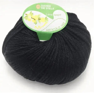 LANA MIMOSA SPORT – Cucirini Tre Stelle - Colore: 001 - NERO - by LacariaRicami.Store