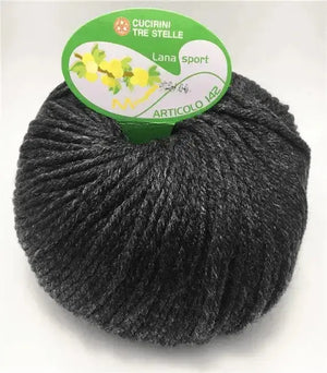 LANA MIMOSA SPORT – Cucirini Tre Stelle - Colore: 329 - GRIGIO SCURO - by LacariaRicami.Store