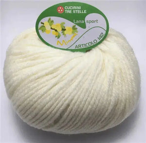 LANA MIMOSA SPORT – Cucirini Tre Stelle - Colore: 888 - PANNA - by LacariaRicami.Store