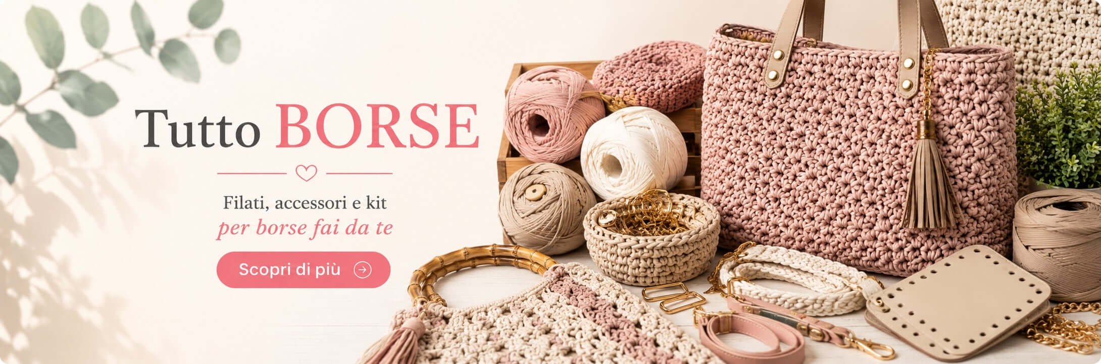 Filati e accessori per borse all'uncinetto fatte a mano