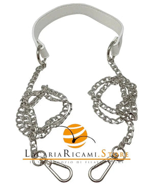 Tracolla Con Catena 150 Cm - Colore: BIANCO - CATENA ARGENTO - by LacariaRicami.Store