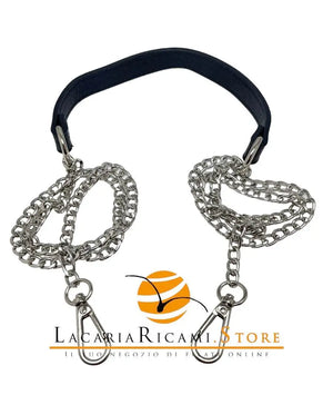 Tracolla Con Catena 150 Cm - Colore: BLU - CATENA ARGENTO - by LacariaRicami.Store