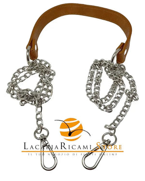 Tracolla Con Catena 150 Cm - Colore: NOCCIOLA - CATENA ARGENTO - by LacariaRicami.Store