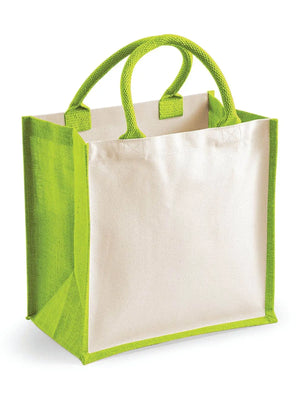 BORSA Juta Con Pannelli Laterali 30X30X19 Cm - Westford Mill - WM421 - 30X30X19 MANICO = 40 Cm - VERDE MELA - LacariaRicami.Store