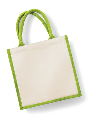 BORSA Juta Con Pannelli Laterali 30X30X19 Cm - Westford Mill - WM421 - 30X30X19 MANICO = 40 Cm - VERDE MELA - LacariaRicami.Store