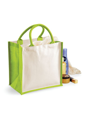 BORSA Juta Con Pannelli Laterali 30X30X19 Cm - Westford Mill - WM421 - 30X30X19 MANICO = 40 Cm - VERDE MELA - LacariaRicami.Store