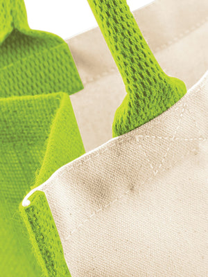 BORSA Juta Con Pannelli Laterali 30X30X19 Cm - Westford Mill - WM421 - 30X30X19 MANICO = 40 Cm - VERDE MELA - LacariaRicami.Store