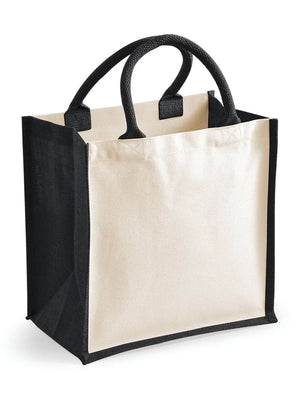 BORSA Juta Con Pannelli Laterali 30X30X19 Cm - Westford Mill - WM421 - 30X30X19 MANICO = 40 Cm - NERO - LacariaRicami.Store