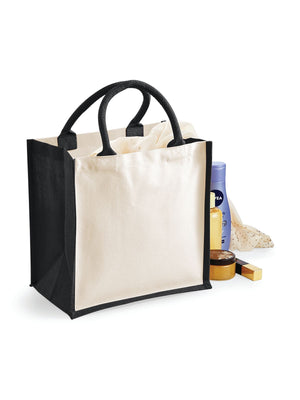 BORSA Juta Con Pannelli Laterali 30X30X19 Cm - Westford Mill - WM421 - 30X30X19 MANICO = 40 Cm - NERO - LacariaRicami.Store