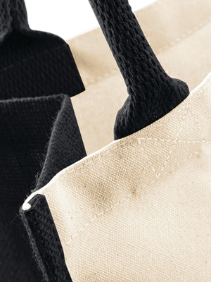 BORSA Juta Con Pannelli Laterali 30X30X19 Cm - Westford Mill - WM421 - 30X30X19 MANICO = 40 Cm - NERO - LacariaRicami.Store