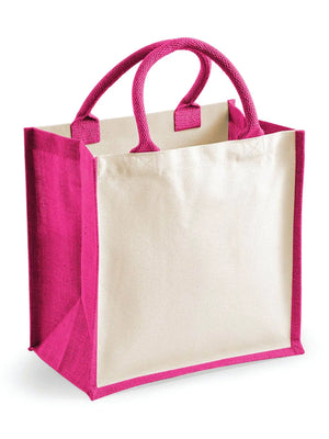 BORSA Juta Con Pannelli Laterali 30X30X19 Cm - Westford Mill - WM421 - 30X30X19 MANICO = 40 Cm - FUCSIA - LacariaRicami.Store
