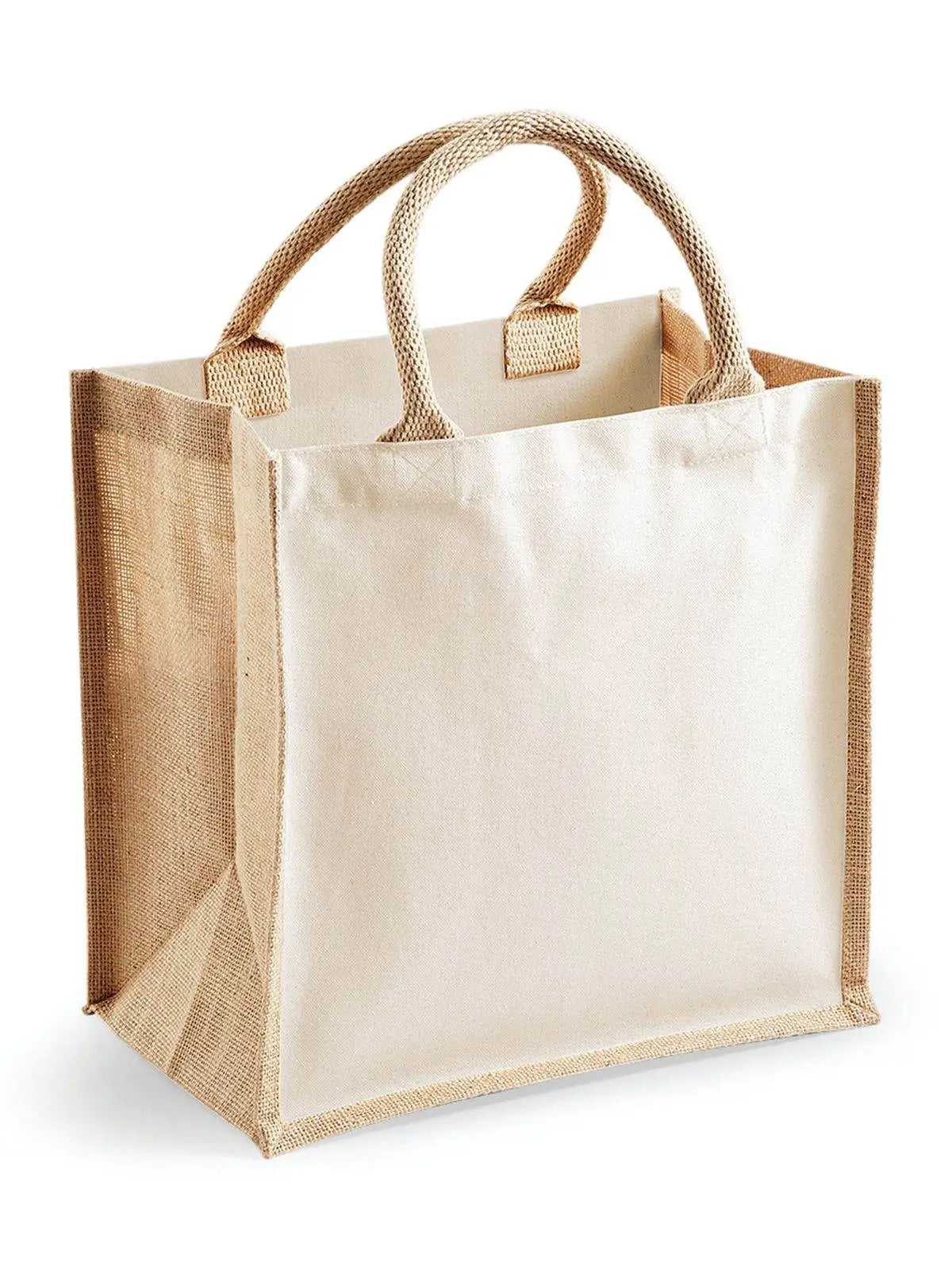 BORSA Juta Con Pannelli Laterali 30X30X19 Cm - Westford Mill - WM421 - 30X30X19 MANICO = 40 Cm - NATURALE - LacariaRicami.Store