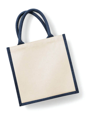 BORSA Juta Con Pannelli Laterali 30X30X19 Cm - Westford Mill - WM421 - 30X30X19 MANICO = 40 Cm - BLU NAVY - LacariaRicami.Store