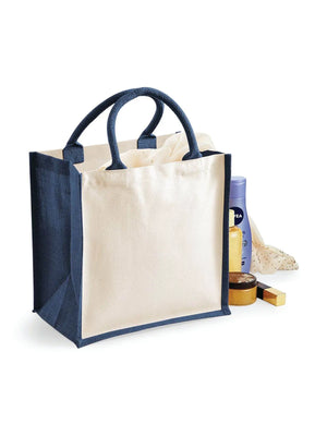BORSA Juta Con Pannelli Laterali 30X30X19 Cm - Westford Mill - WM421 - 30X30X19 MANICO = 40 Cm - BLU NAVY - LacariaRicami.Store