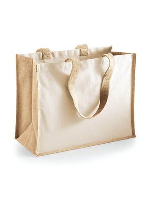 BORSA Juta Con Pannelli Laterali 33X42X19 Cm - Westford Mill - Colore: WM422 - 33X42X19 MANICO = 60 Cm - NATURALE - by LacariaRicami.Store