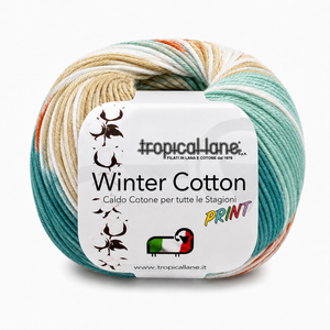 CALDO COTONE Winter Cotton Print - Tropical Lane - Colore: 105 - verde acqua petrolio beige - by LacariaRicami.Store